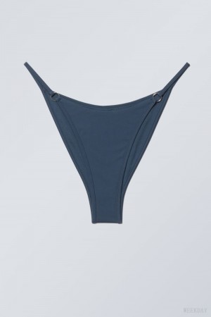 Weekday Brazilian Tanga Bikini Bottoms Granatowe | SEWV4246