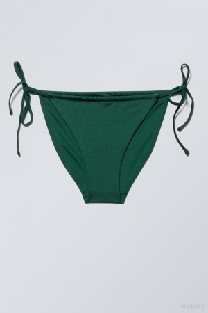 Weekday Breeze String Bikini Bottoms Ciemny Zielone | BAQZ8378