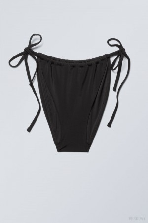 Weekday Breeze String Bikini Bottoms Czarne | EQVG2882