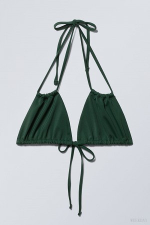 Weekday Breeze Tie Bikini Top Ciemny Zielone | XPIL1709