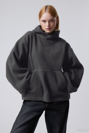 Weekday Cameron Fleece Hoodie Ciemny Szare | RTSV7893
