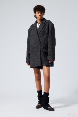 Weekday Carla Oversized Wełna Blend Jacket Szare | LFTO0215