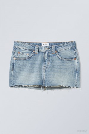 Weekday Ceinture Denim Mini Skirt Niebieskie | SHHP6156