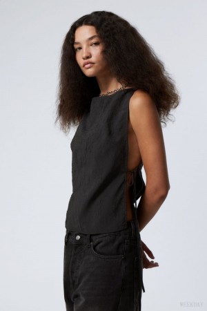 Weekday Cintia Tank Top Ciemny Szare | QOFR2573