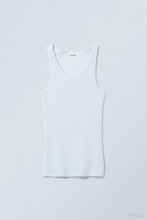 Weekday Close Fitted Tank Top Głęboka Niebieskie | IBAY7173