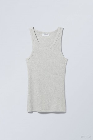 Weekday Close Fitted Tank Top Szare | FQEQ4714