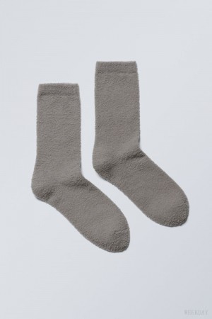 Weekday Cosy Socks Szare | MFSX7737