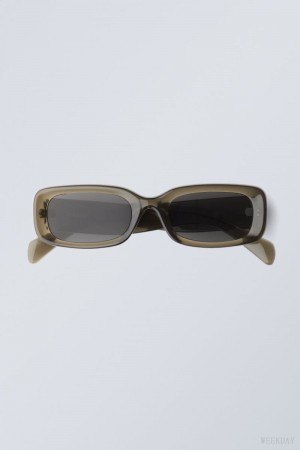 Weekday Cruise Squared Sunglasses Khaki | ILRA9892