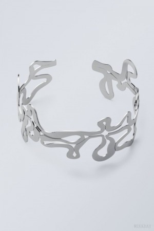 Weekday Curl Choker Necklace Srebrne | KBXP8346