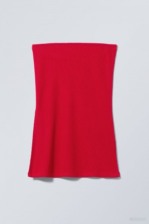 Weekday Cybele Slit Tube Top Czerwone | ARQR4032