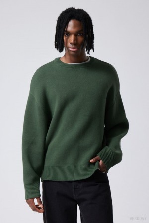 Weekday Cypher Oversized Swetry Ciemny Zielone | NOVL6278