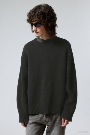 Weekday Cypher Oversized Swetry Czarne | MAQW6273