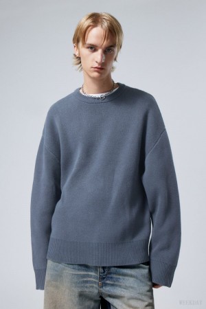 Weekday Cypher Oversized Swetry Niebieskie | ZICW4909