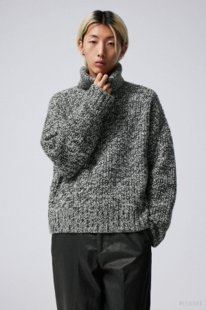 Weekday Cypher Wełna Blend Turtleneck Swetry Mole Melange | KGDK7925