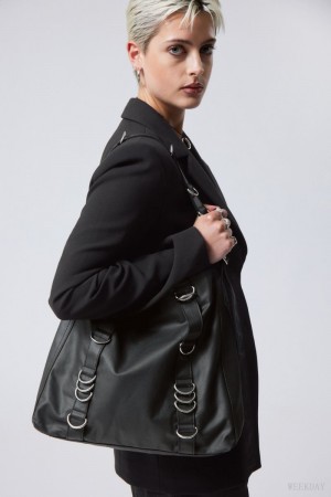 Weekday D-Ring Bag Czarne | HICF2481