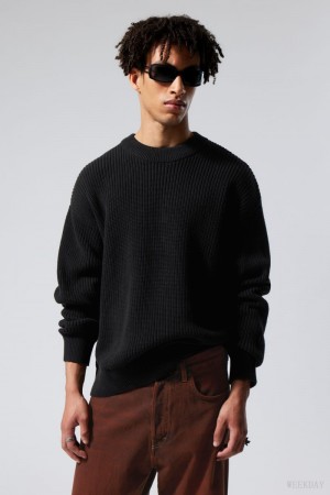 Weekday Daniel Regular Sweatshirt Czarne | ARNF2755