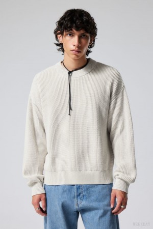 Weekday Daniel Regular Sweatshirt Ecru | SFCD9040