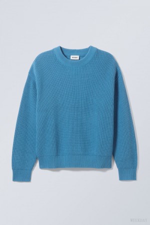 Weekday Daniel Regular Sweatshirt Głęboka Niebieskie | NGDM5527