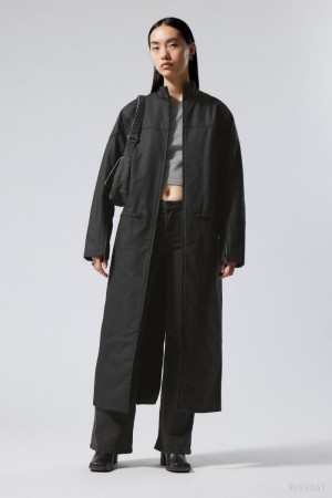 Weekday Dena Motocyklowe Coat Czarne | BUGH1359