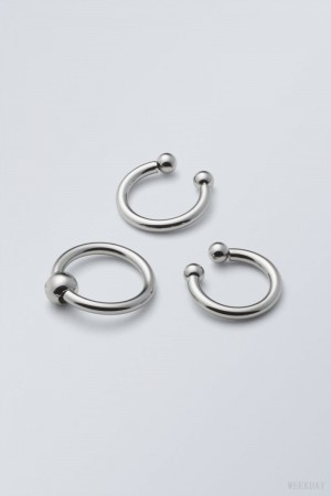Weekday Dot Ball Ring Pack Srebrne | KVRD7386