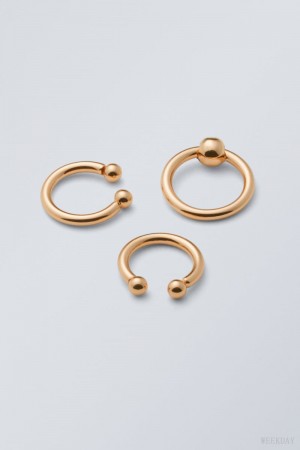 Weekday Dot Ball Ring Pack Złote | SUSG2384