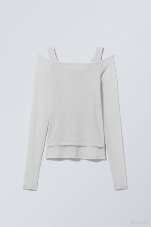 Weekday Double Layer Long Sleeve Głęboka Szare | JQSM7648