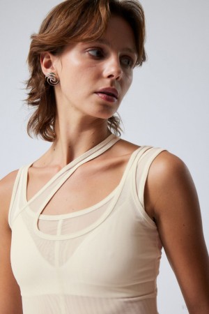 Weekday Double Layer Tank Beżowe | SJOW7922