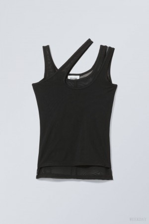 Weekday Double Layer Tank Czarne | APLN7503