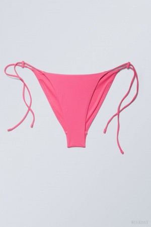 Weekday Drawstring Bikini Bottoms Różowe | JREV2544