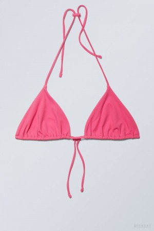 Weekday Drawstring Halter Bikini Top Różowe | SZYI8975