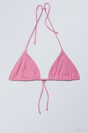 Weekday Drawstring Halter Bikini Top Różowe | YVVF9543