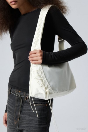 Weekday Drawstring Shoulder Bag Białe | HGIU7183