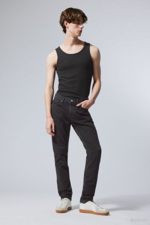 Weekday Easy Regular Prosty Jeans Czarne | YDIH6159