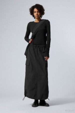 Weekday Edge Cargo Skirt Czarne | IXXG0149