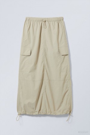 Weekday Edge Cargo Skirt Ecru | CZZT3778