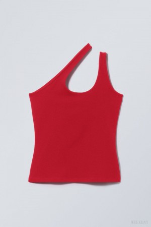 Weekday Elaf One Shoulder Top Czerwone | NIJS6863