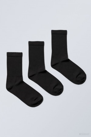 Weekday Eleven Socks 3-pack Czarne | BGTV5385