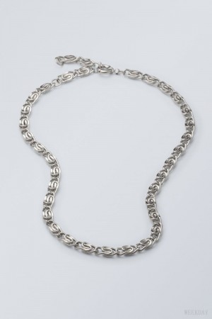 Weekday Eli Chain Necklace Srebrne | VFBO9042