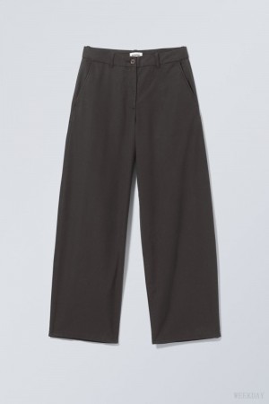 Weekday Elio Szerokie Trousers Czarne | DJOJ9599