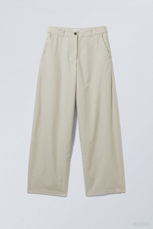 Weekday Elio Szerokie Trousers Głęboka Beżowe | TOBC1477
