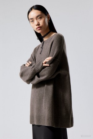 Weekday Eloise Oversized Wełna Swetry Ciemny | FMIE9030