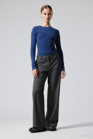 Weekday Emily Low Stanem Suiting Trousers Ciemny Szare | KOAH6078