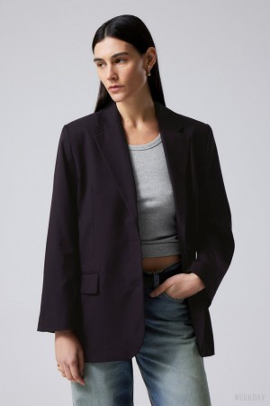 Weekday Erin Oversized Blazer Ciemny Fioletowe | EOCK0961