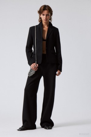 Weekday Esma Fitted Blazer Czarne | UNMD6796