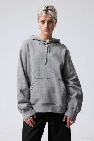 Weekday Essence Relaxed Hoodie Szare | XMUG5629