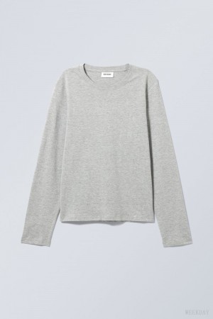 Weekday Essence Standard Long Sleeve Szare | VVWY2000