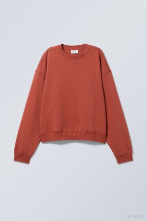 Weekday Essence Standard Sweatshirt Bordowe | FRFG8088