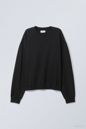 Weekday Essence Standard Sweatshirt Czarne | YWDE0841