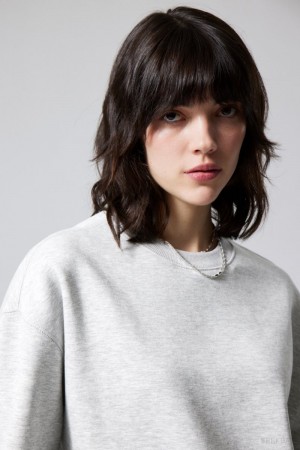 Weekday Essence Standard Sweatshirt Głęboka Szare | XNTP5385