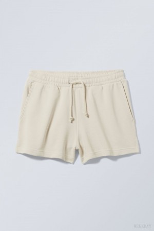 Weekday Essence Standard Sweatshorts Białe | TNUU2151